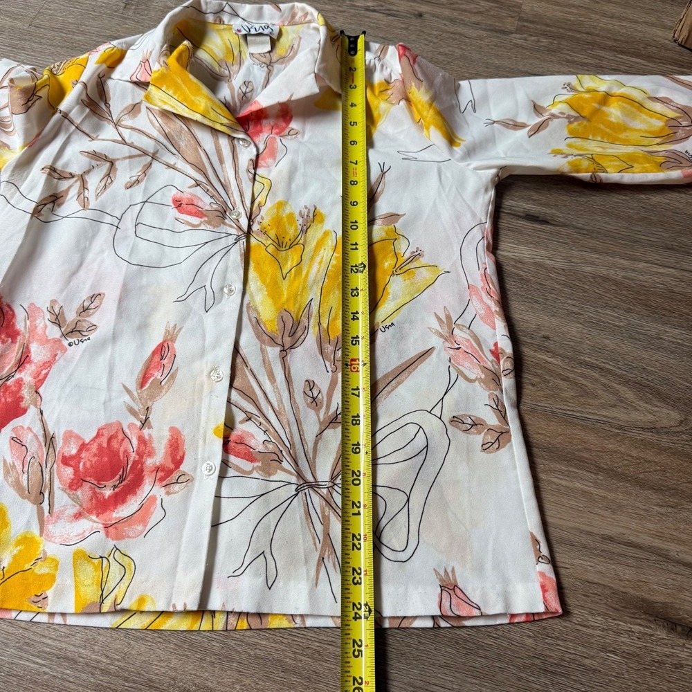 Vtg 60/70s Vera Neumann Novelty Print Floral Dagger Collar Button Up S/M - Picture 15 of 15